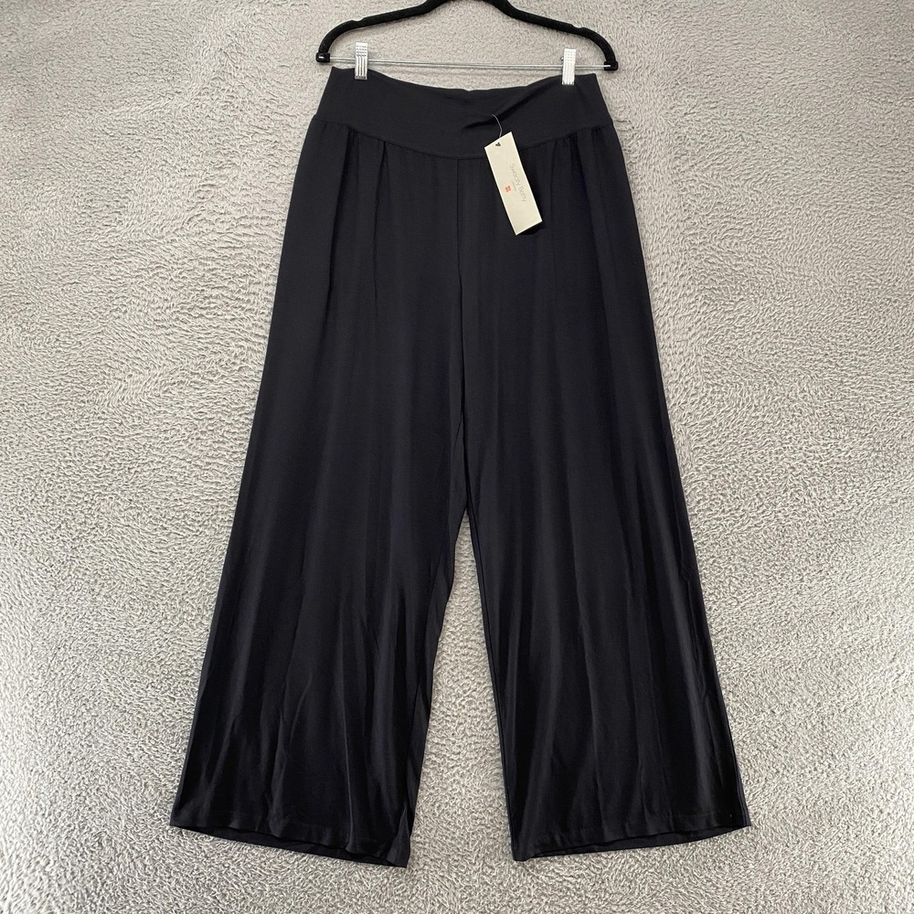Sweaty Betty Modal Wide Leg Pants Womens Large Black Elastic Waist Travel Lounge